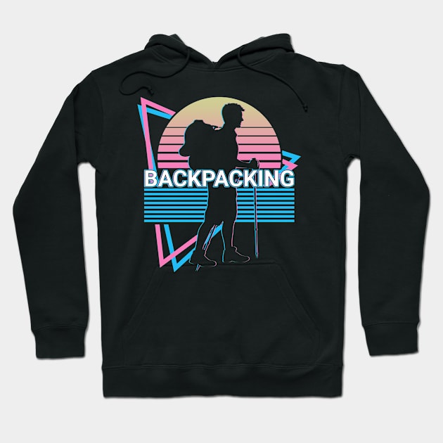 Backpacking Trekking Vaporwave Aesthetic Retro Gift Hoodie by Alex21